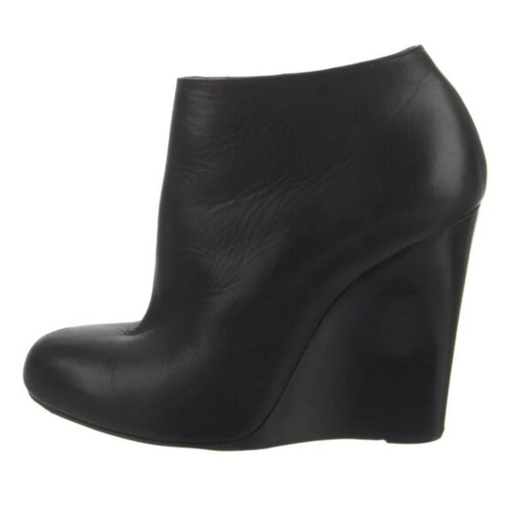 Christian Louboutin Black Leather Wedge Ankle Booties – Size 37 (US 7) - Picture 2 of 8